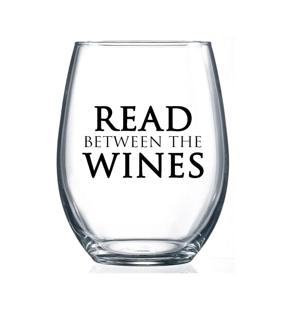 15oz Stemless Wine Glass Read Between the Wines